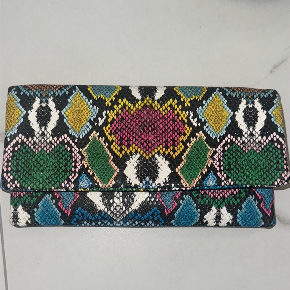 Multicolor Snakeskin Clutch